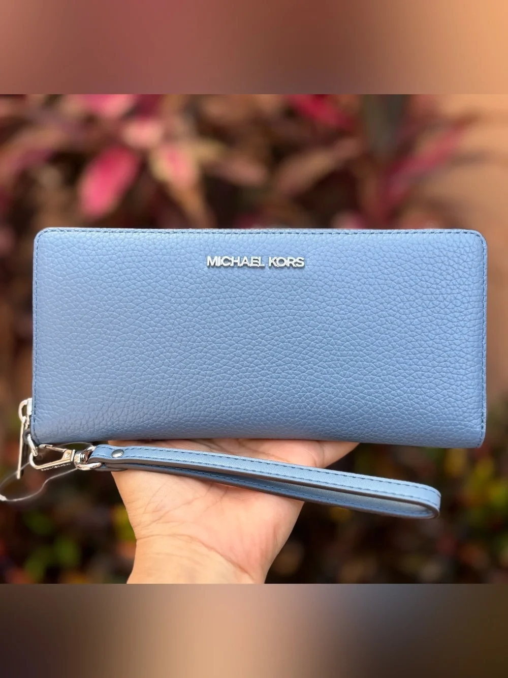 Michael Kors Jet Set Travel LG Continental Wallet Denim/Silver